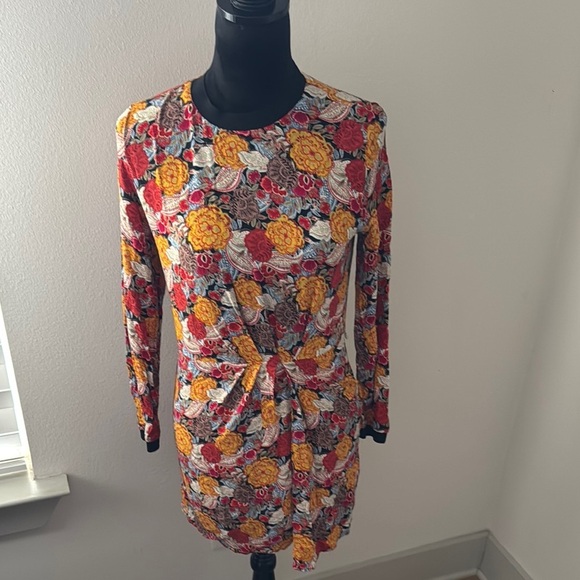 ZARA TRF viscose floral print draped faux wrap dress Sz S - Picture 3 of 11
